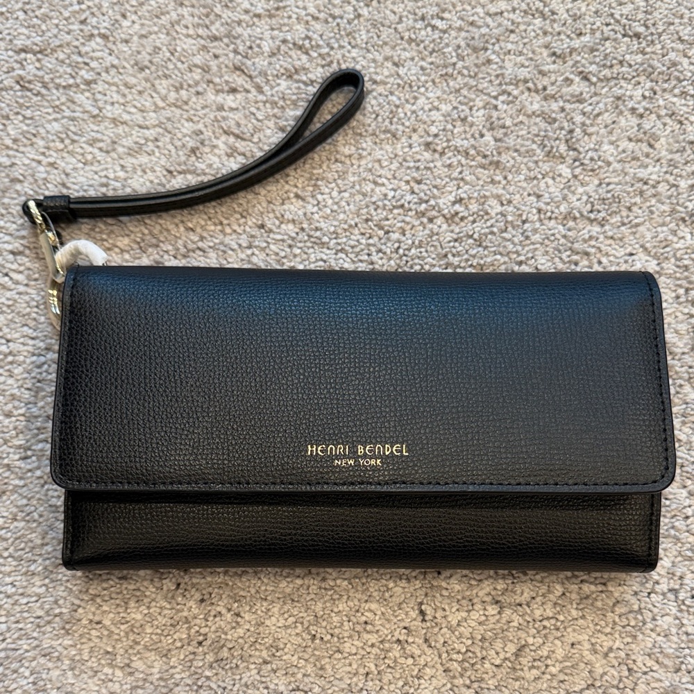 Henri Bendel Black Leather Clutch